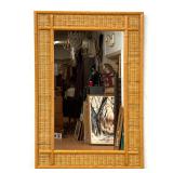 Lot 910  Golden Door Trading Co. Inc. Faux Bamboo and Woven Rattan Wall Mirror