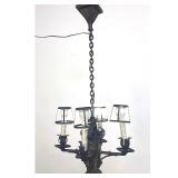 Lot 920  Gothic Arts and Crafts Wrought Iron Brutalist Chandelier. Think Game of Thrones.