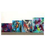 Lot 927  4pcs Gerda Roze Abstract Paintings on Canvas and Board. Signed.