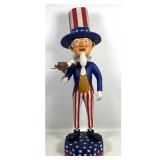 Lot 936  Large Bryan McNutt Hand Carved and Painted Wooden Folk Art Uncle Sam Figure with Eagle. Dated 1986. 