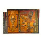 Lot 938  Outsider Artist Mixed Media Neo-Expressionist Oil on Found Object Plywood Painting, Wall Hanging, Fo