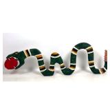 Lot 939  Hand Carved and Painted Wooden Rattlesnake Folk Art Sculpture with Separate Wooden Apple. Unsigned.