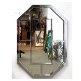 Lot 952  Holzheimers Cleveland Chrome Finished Metal Octagonal Wall Mirror with Geometric Inner Frame Motif. 