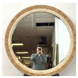 Lot 954  Maitland Smith style Large Round Natural Stone Wall Mirror. Two Tone stone Frame features band of Fo