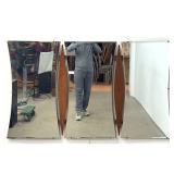 Lot 958  Union City Mirror Co. Mid Century Modern Triptych Wall Mirror. Walnut Surfboard Spacers and Beveled 