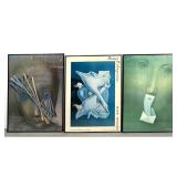 Lot 961  3pcs Framed Vintage Posters by Lithuanian-Polish Surrealist Artist Stasys Eidrigevicius. Poster Scho