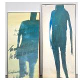 Lot 972  Two Tom Bostelle Mixed Media Prints on Paper. Elongated Silhouetted Figures. One Signed, Both with E