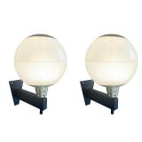 Lot 990  2pc Fidenza Vetraria wall lamps. Italian glass vintage lamp.