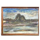 Lot 1003  Signed Abstract Landscape Mixed Media Painting on Canvas with Heavy Impasto and Earth Materials. Sig