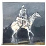 Lot 1011  Large Norman Rubington Expressionist Equestrian Painting on Canvas depicting a Knight Figure on Hors