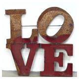 Lot 1029  Industrial Metal LOVE Wall Sculpture with Oxidized Patina and Red Finish.