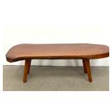 Lot 1032  Mid-Century Modern Studio Craft solid wood live edge coffee table with splayed tapered legs