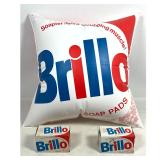 Lot 1035  Andy Warhol inspired vintage Brillo inflatable pillow and 2 vintage Brillo boxes with original Brill