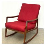 Lot 1043  Vintage Danish Modern Ole Wanscher France and Son Teak Rocking Chair Denmark, Label