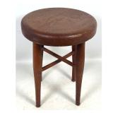 Lot 1053  Mid 20th Century Hardwood Utility Stool with Tapered Splayed Legs and Cross Stretcher