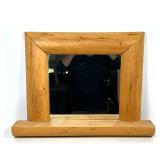 Lot 1060  Handcrafted Rustic Split Log Pine Wall Mirror With Integral Shelf