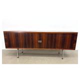 Lot 1061  Hans Wegner President Sideboard Credenza. Rosewood and Chrome Tambour Door.