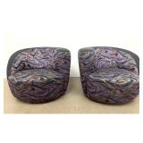 Lot 1064  Kagan Style Nautilus Swivel Lounge Chairs. Pair of Postmodern Swivel Lounge Chairs with Memphis Styl