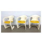 Lot 1072  Set of 3 Vintage Mid Century Mod Alexander Casalino Begge Chairs. Removable Chromecraft Seat Cushion