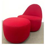Lot 1073  2pc BERNHARDT DESIGN Mitt Lounge Chair and Ottoman. Designed by Claudia and Harry Washington. Uphols