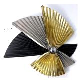 Lot 1091  Mid Century Modern Mixed Metal Pleated Wall Sculpture. attributed to C. Jere. Three Tone Metal Pleat