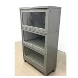 Lot 1092  Vintage Industrial Art Metal Jamestown NY 3 Tier Steel Barrister Stacking Bookcase With Glass Doors