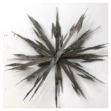 Lot 1096  Large Brutalist Metal Sunburst Wall Sculpture. Steel Rods and Brass Brazing. Mid Century Modern Styl