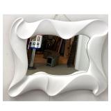 Lot 1099  Postmodern David Marshall Wavy Sculptural Wall Mirror. Biomorphic White Frame. Signed.
