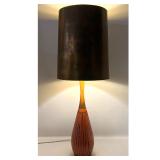 Lot 1102  London Lamps Mid Century Modern Textured Plaster and Walnut Table Lamp with Gilded Shade