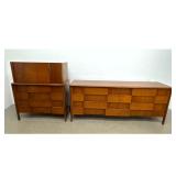Lot 1109  Edmond Spence, Swedish Mid-Century Modern Bedroom Set. ,Sculptural Low Dresser and Tall Chest. 