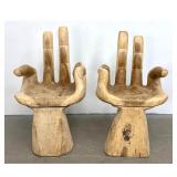 Lot 1120  Pair Carved Wood Opposing Hand Chairs. After Friedeberg