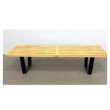 Lot 1123  Nelson inspired Modernist Slat Bench. Ebonized Frame Bases. 