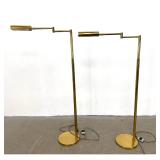 Lot 1133  Pair Vintage Articulated Adjustable Height Brass Reading Lamps. Mid Century Modern 