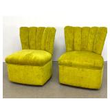 Lot 1138  Pair Art Deco Style Swivel Slipper Chairs. Channel Backs. 