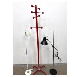 Lot 1143  3pcs Group of Postmodern and Mid-Century Modern style furnishings featuring red plastic and metal co