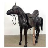 Lot 1144  Large Scale Leather Wrapped Equestrian Display Horse Sculpture with English Saddle and Bridle. Unsig