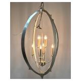 Lot 1149  Currey and Company Bella Luna 8 Light Large Scale Orb Chandelier Silver Leaf Finish