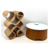 Lot 1173  2pc lot. Bentwood 10 Bottle wine Holder and Servex enameled wood ice bucket.