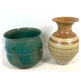 Lot 1189  2 Pcs Vintage Mid Century Studio Glazed Ceramic Pottery, Signed
