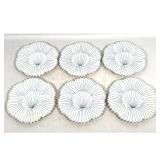 Lot 1191  Set of 6 Italian Glazed Earthenware Plates. Scalloped Rims. Hand Painted Teal Floral Decoration. for