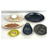 Lot 1192  Assortment Mid Century Modern Ceramic Trays Dishes, etc. ARABIA Finland Covered Jar. SANTONIER Teard