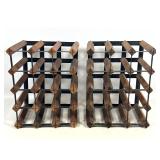 Lot 1195  Pair of industrial style black iron and wood 16 bottle wine racks