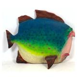 Lot 1196  Large Whimsical Anthropomorphic Fish Wall Sculpture with Polychrome Finish and Human Facial Features