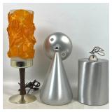 Lot 1198  3pc Mid Century Modern Lighting Lot including Moe Light Cone Sconce and Litecraft Cylinder Pendant