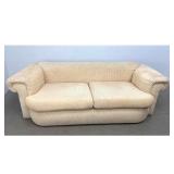 Lot 1209  Post Modern 2 seat Sofa with Oversized Rolled Arms and Corduroy Upholstery. Unsigned.