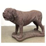 Lot 1221  Large Cement Standing Mastiff Dog Garden Statue. Detailed. Metal Chain Collar. Outdoor, Patio. Solid