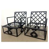 Lot 1223  Pair of Hollywood Regency Wrought and Cast Iron Patio Lounge Chairs with Intertwined Fish Motifs