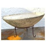 Lot 1235  WILLY GUHL Fiberglass Bowl Saucer form Planter. Metal tripod Stand. 