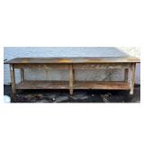 Lot 1244  Large Industrial Work Table with Heavy Gauge Sheet Metal Top and Fluted Wood Base. 