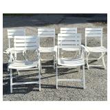 Lot 1248  Set 6 Tricomfort White Outdoor Folding Chairs, Two Armchairs, 4 Side Chairs, Made in France, 1980 s